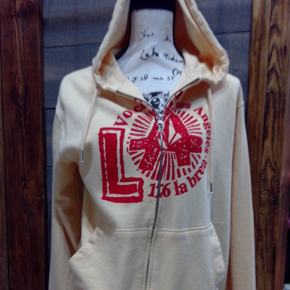 Volcom Women's Hoodie M Zip Up Hooded Sweatshirt Cotton Blend Gray Jacket